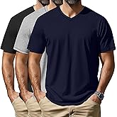 Neer 3 Pack Men's Big and Tall V Neck T-Shirts M-7X, Short Sleeve Raglan Tops Casual Regular Summer Basic Tees(Black, Navy Blue, Light Steel,7X-Large)