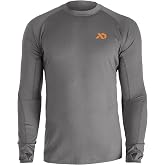 First Lite Men's Wick Long Sleeve Crew - Merino Wool Camo Hunting Base Layer, UV Protection Moisture Management Shirt