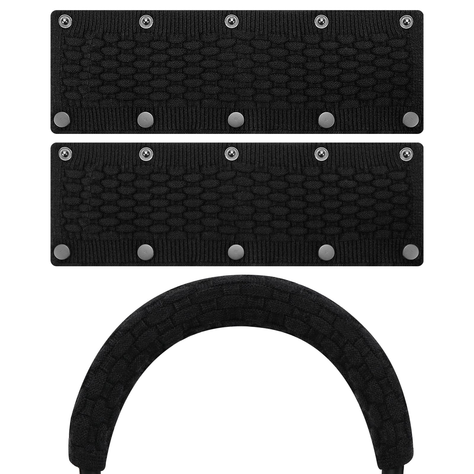 Geekria Knit Fabric Headband Cover Compatible with Bose NCH 700, NC700 (794297-0100) Headphones, Replacement Repair Part (Black)