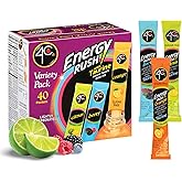 4C Energy Rush Stix, Variety 1 Pack, 40 Count, Single Serve Water Flavoring Packets, Sugar Free with Taurine, On the Go Bundle (20 Berry, 10 Orange, 10 Citrus)