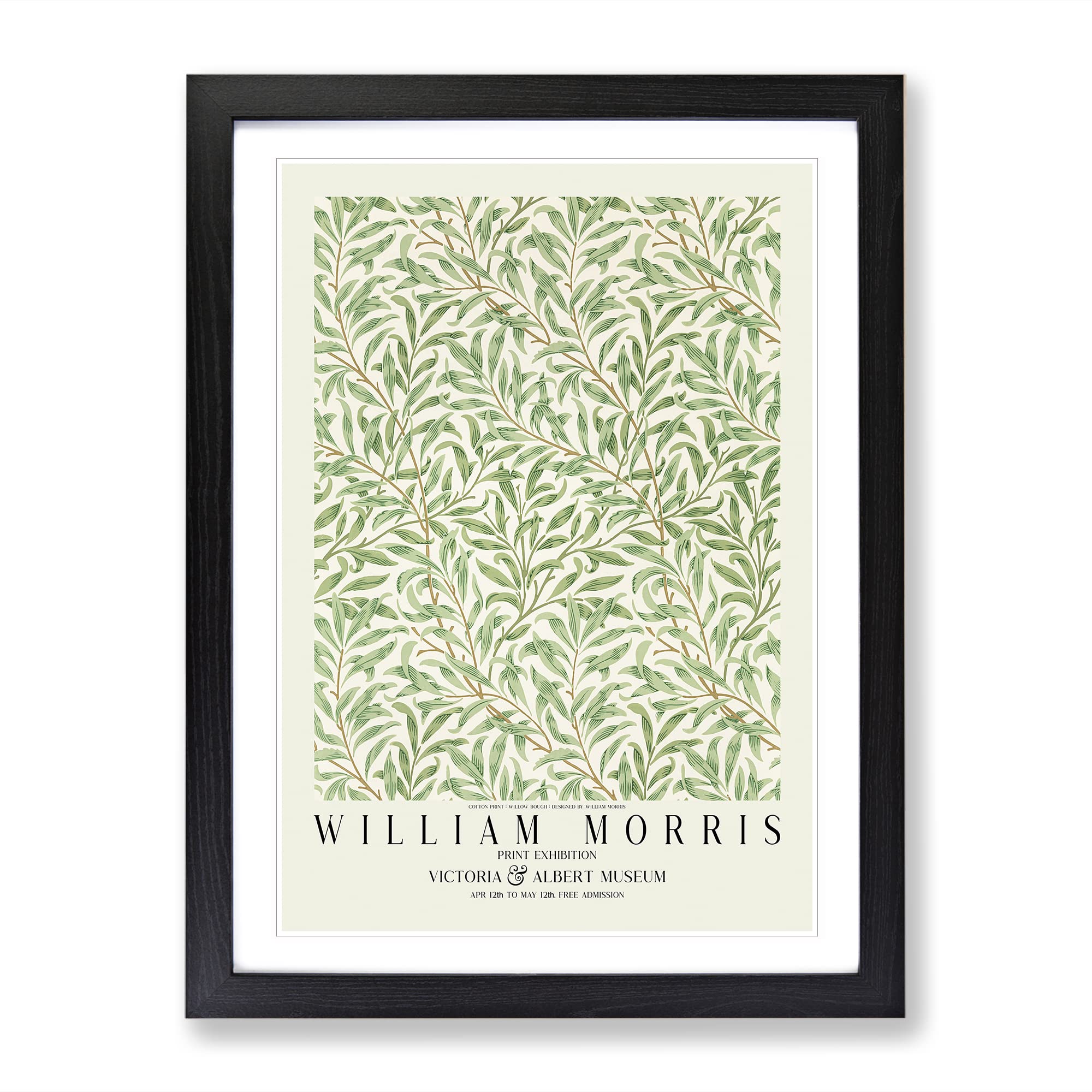 Willow Bough With Border By William Morris Classic Painting Framed Wall Art Print, Ready to Hang Picture for Living Room Bedroom Home Office Décor, Black A4 (34 x 25 cm)