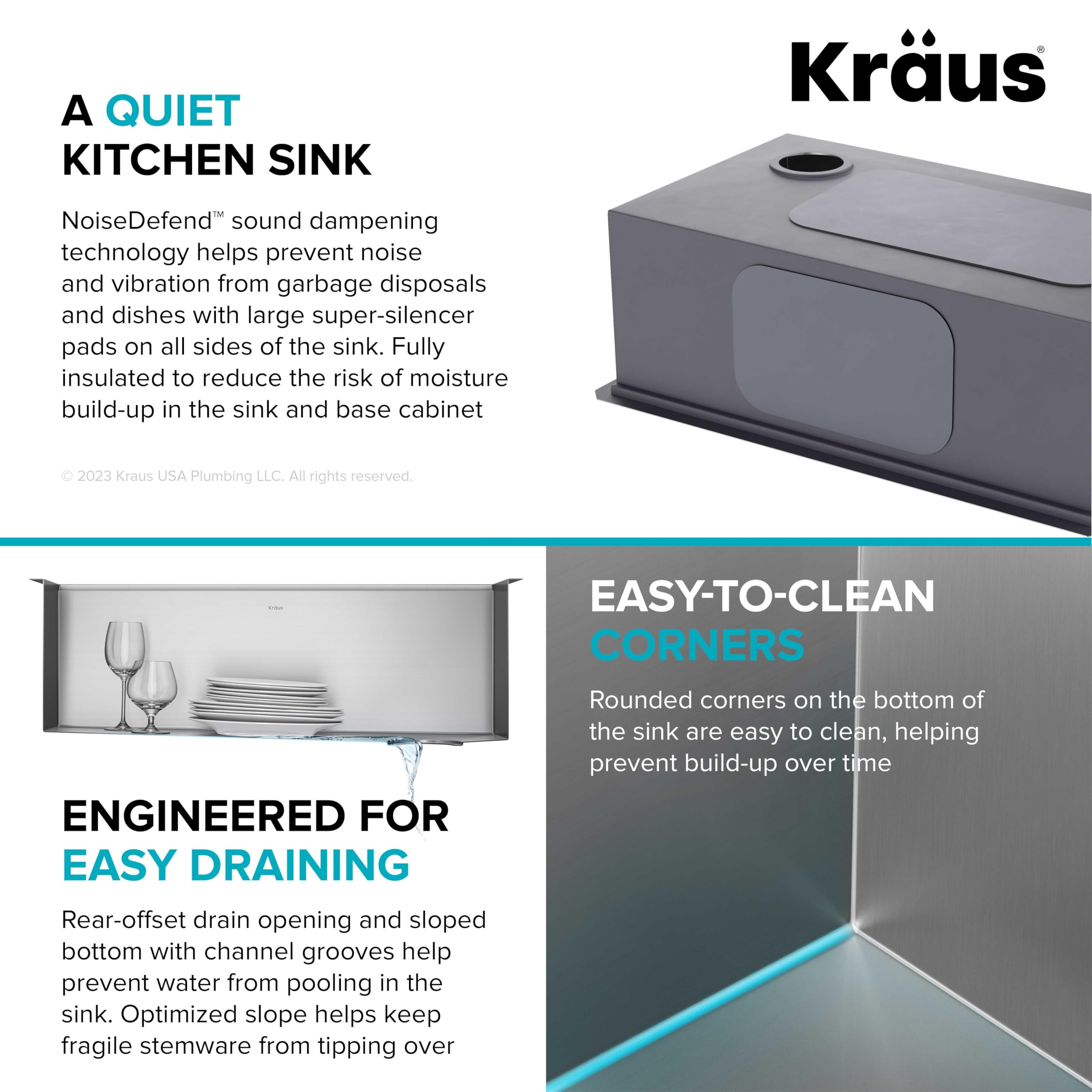 KRAUS Kore Workstation 30-inch Undermount 16 Gauge Stainless Steel Kitchen Sink, Single Bowl Kitchen Sink with Accessories, KWU110-30