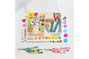 HolidayQbee DIY Bead Keychain Making Kit Beads-421PCS Beaded Bag Charm Making Kit Letter Alphabet Name Beads Heart Flower Key Chain Jewelry Accessories Making Kit for Boy Girls Kids Christmas Gifts