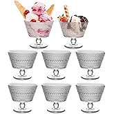 wangsdjy 8PCS Glass Dessert Bowls, 9 oz Crystal Glass Ice Cream Bowls Cups - Perfect for Dessert, Sundae, Ice Cream, Fruit, Salad, Snack, Cocktail, Condiment, Trifle (8)