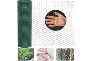 Lienffy Chicken Wire for Floral Arrangements, Garden Poultry Netting 18 × 480 Inch Galvanized PVC Coated 0.75in Hole Size Hexagonal Wire Garden Fence for Chicken Coop Barrier Rabbit Cage,Green