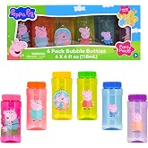 Peppa Pig Bubble Solution 6 Pack with Wands, Easy Grip Bottles for Kids, Party Favors, Easter Basket Stuffers, Birthday Gifts, Classroom Prizes, Carnival Rewards, Goody Bags
