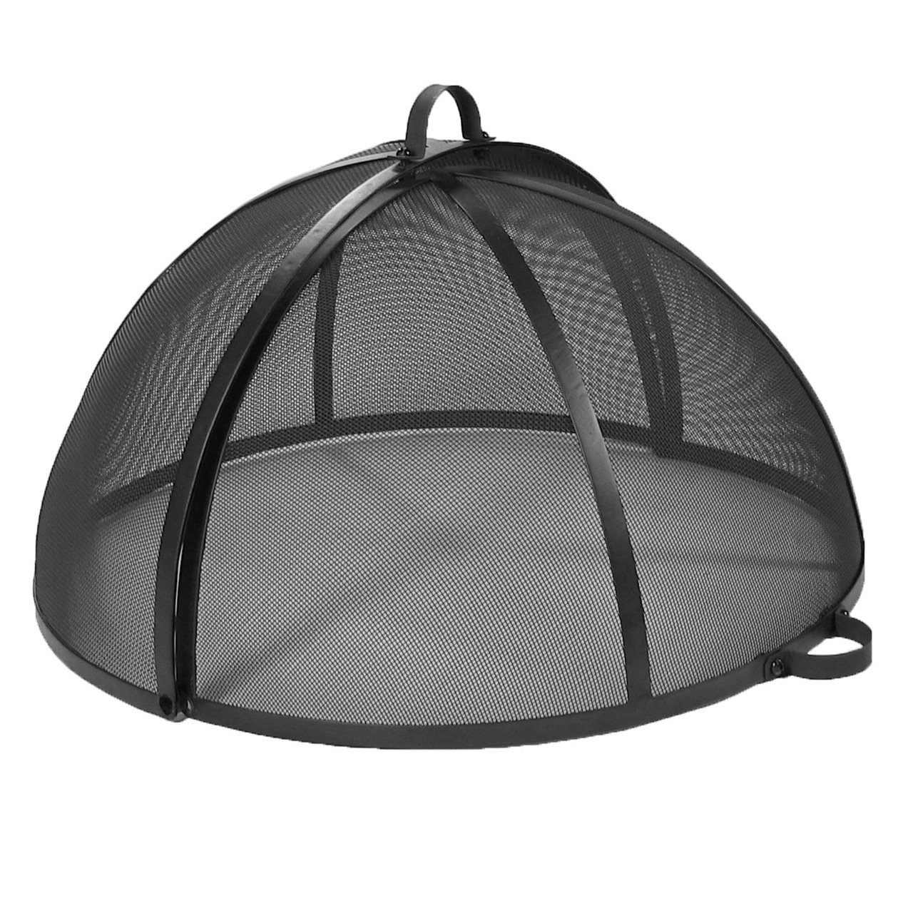 Sunnydaze Fire Pit Spark Screen Cover - Outdoor Heavy Duty Round Steel Firepit Lid - Easy Access Fire Pit Topper with Protective Metal Mesh Screen - 22 Inch