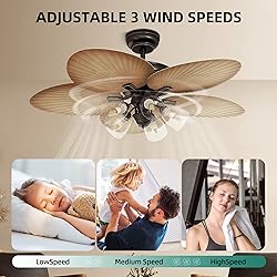 YITAHOME Tropical Ceiling Fans with Light and