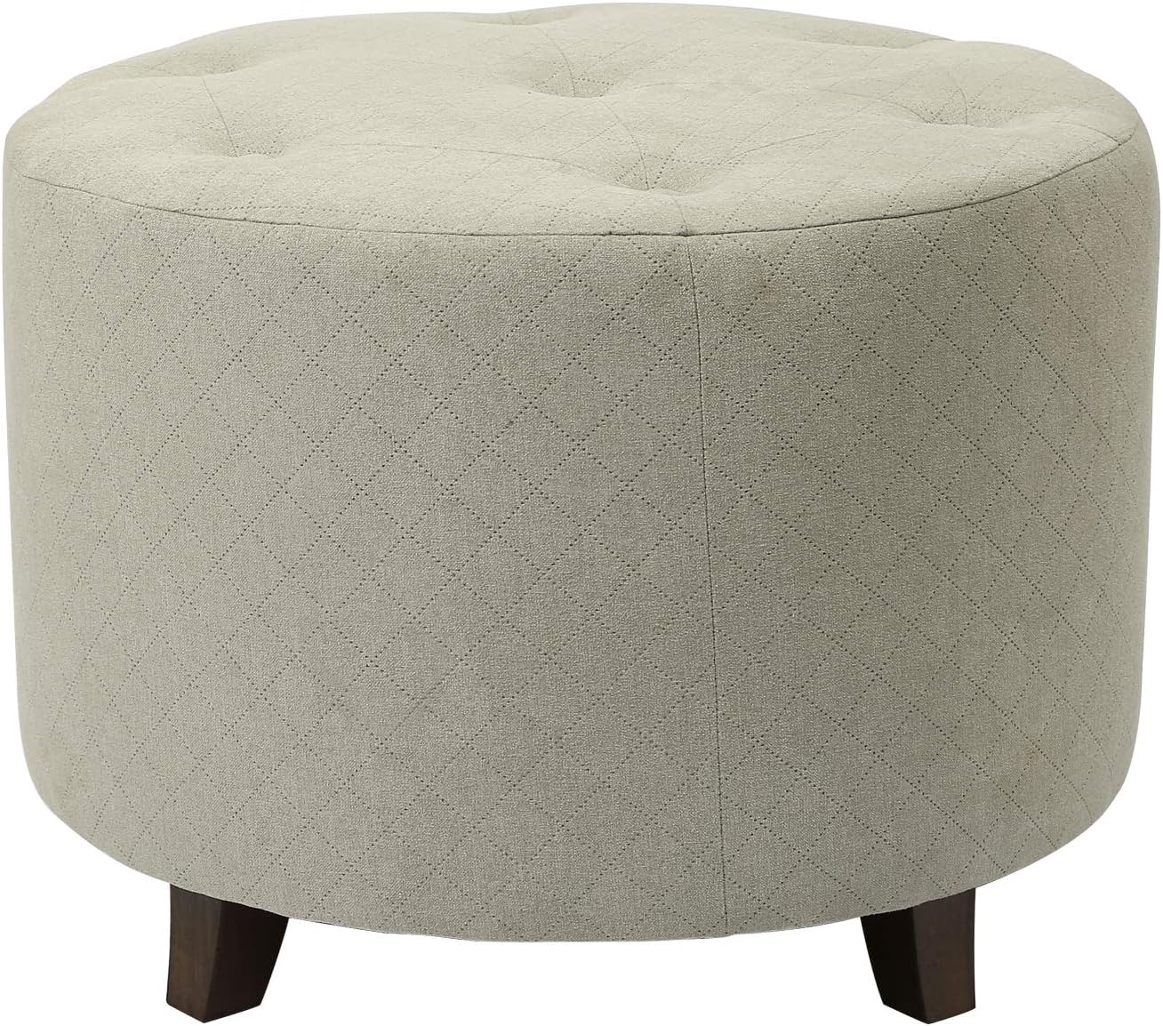 Joveco Stylish Fabric Round Tufted Modern Upholstered Cube Storage Ottoman Bench Footrest (White)
