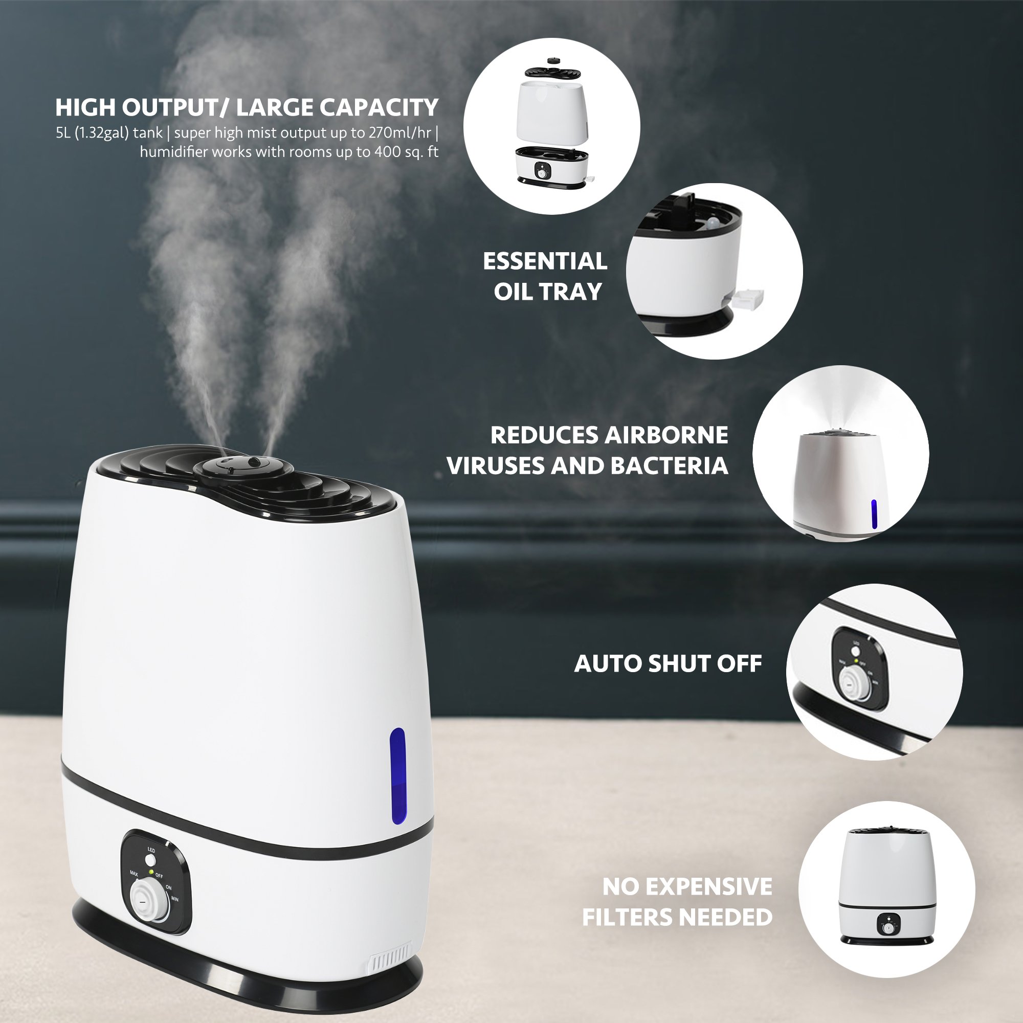 Everlasting Comfort Ultrasonic Cool Mist Humidifier (6L) Essential