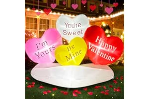 Wabolay Valentine Inflatables Outdoor Decorations 6ft Long Valentines Day Inflatable Heart Valentine's Blow Up Yard Decor Love Led Lighted Blowups Holiday for Indoor Outside Romantic Party Wedding