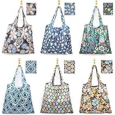 MRYUWB 6 Pcs Reusable Grocery Bags Xlarge 50LBS Foldable Grocery Shopping Bags Washable Beach Bag Ripstop Nylon Tote Bags