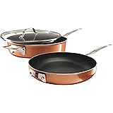 Gotham Steel Stackable 3 Piece Frying Pan Cookware Set– Stackmaster Ultra Nonstick Cast Texture Ceramic Coating, Stacks and N
