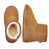 BlackTwig Women's Ankle Snow Boots - Short Fur Lined Suede Winter Boots Slip On for Warmth & Comfort