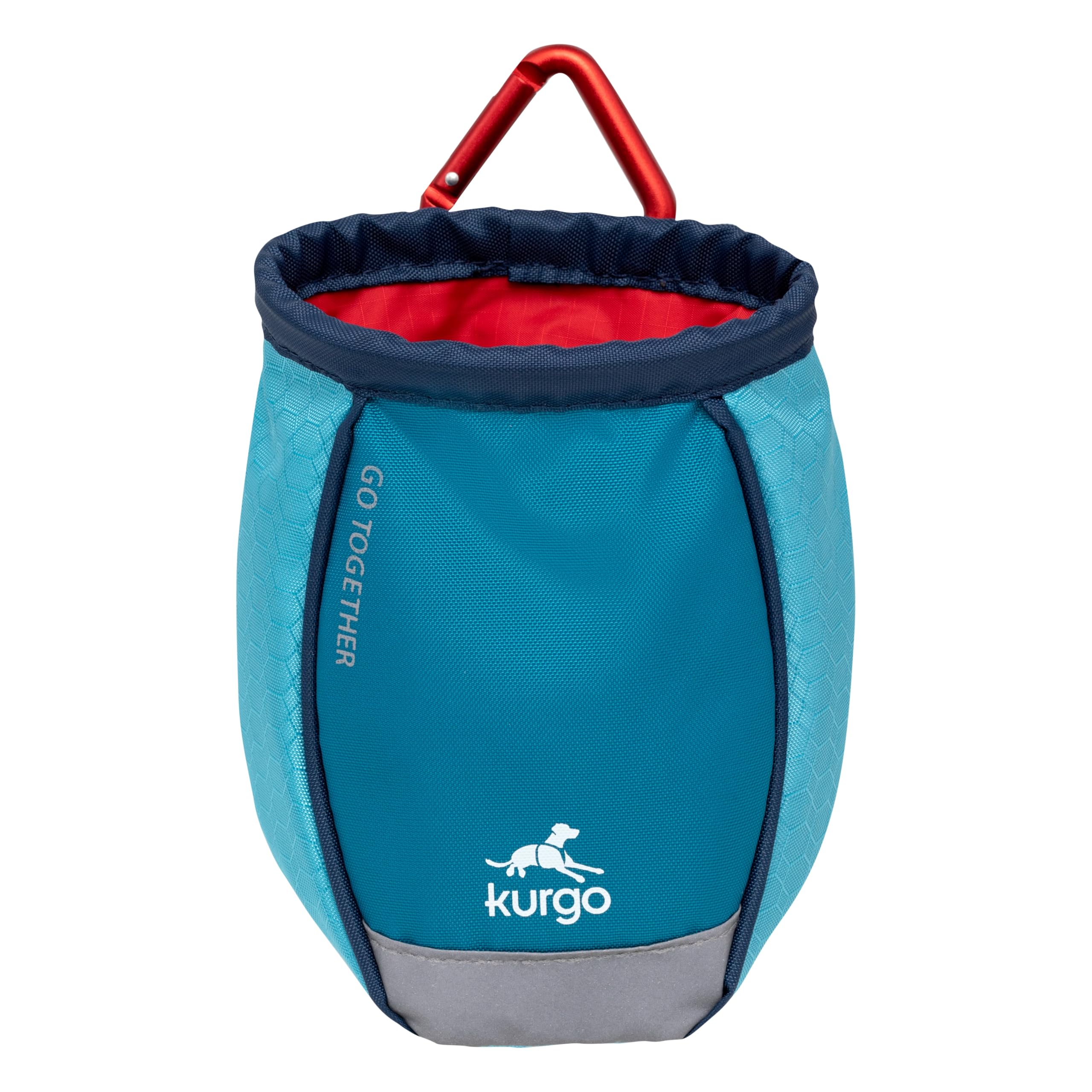 Kurgo Go Stuff It Treat Bag, Hands-Free Training Dog Treat Pouch, Includes Belt Clip and Carabiner, Machine Washable, Blue/Red