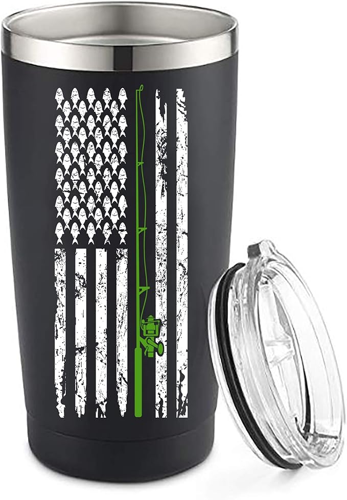Amazon Fishing Gifts For Men Large 20 Ounce Steel Hot Cold Travel Tumbler Mug With Slide 