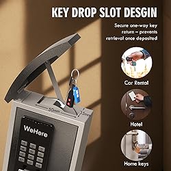 WeHere Key Lock Box Wall Mount with Key Drop
