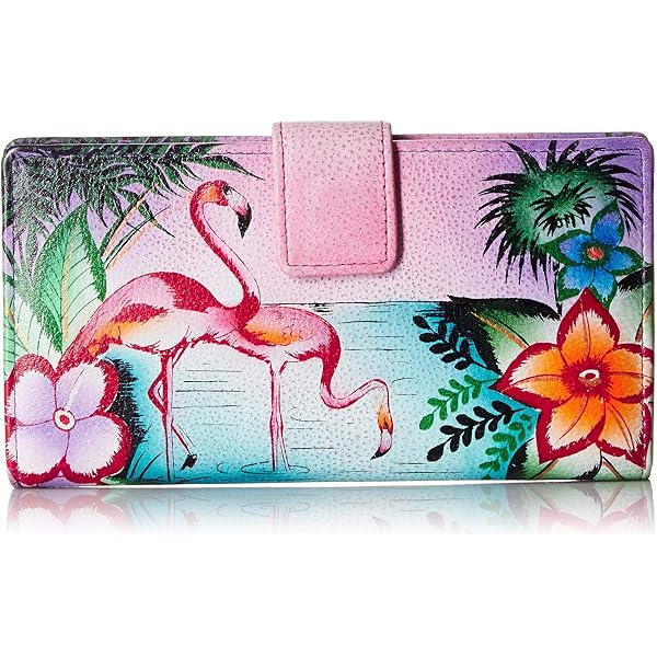 Anuschka Women's Hand-Painted Genuine Leather Clutch Wallet - Royal Tiger Artwork Two-Fold Organizer - View #9