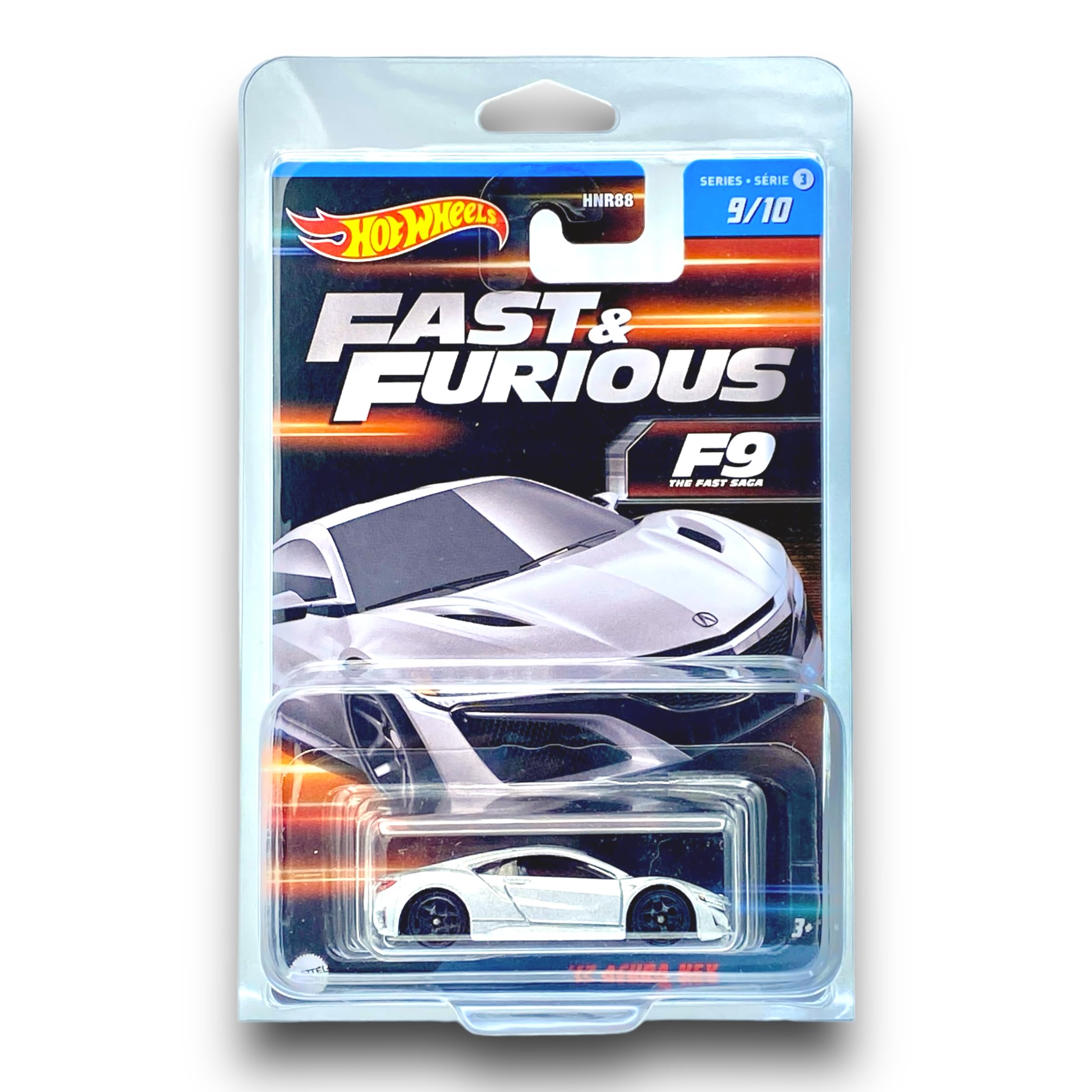 Hot Wheels '17 Acura NSX (Silver) 9/10 Fast & Furious - Series 3-2023 - (Premium Long Card) - COMES IN A KLAS CAR KEEPER PROTECTIVE COLLECTORS CASE - HNT19