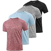Xelky 4-5 Pack Men's Dry Fit T Shirt Moisture Wicking Athletic Tees Exercise Fitness Activewear Short Sleeves Gym Workout Top