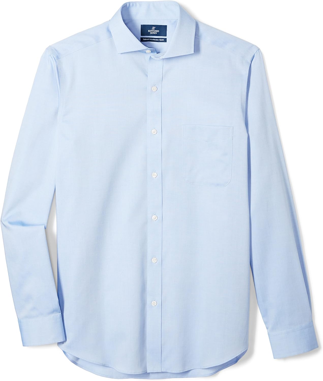  Brand - Buttoned Down Men's Tailored Fit Cutaway-Collar Solid Pinpoint Dress Shirt, Supima Cotton Non-Iron: Clothing