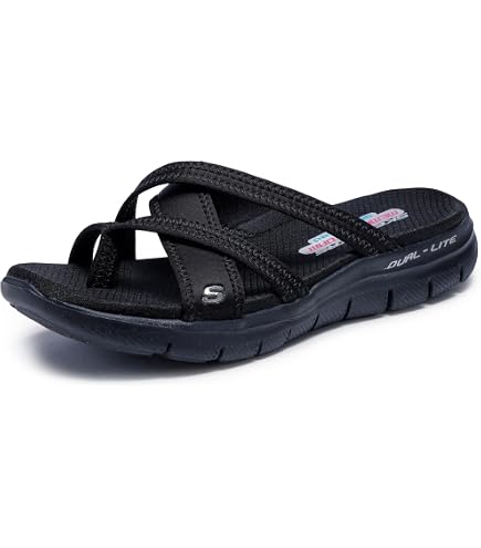 skechers ladies dress sandals Women's EASY GOING - SLIDE ON BY casual sandal, Black/ Black 5.5 M filter:Assembly Required:Yes