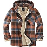 Elesuit Men's Full Zip Fleece Flannel Jackets Shirt Plaid Cotton Hoodies Soft Warm Coat for Men with Hood