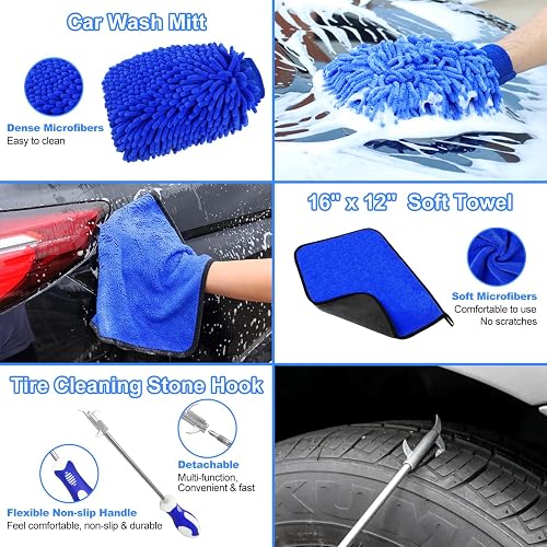 Tanakiving 9-Piece Car Detailing Brush Kit - Wheel, Tire & Interior Cleaning Brushes With Microfiber Towel | Scratch-Free Brushes For Rims, Wax Sponge Included - View #5