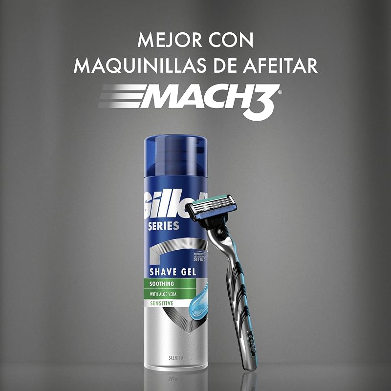 Série de Gel de Barbear Calmante com Aloe Vera, para Barbeador Masculino 200ml