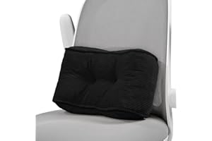 Glyzia Lumbar Support Pillow for Study Desk Chair, High-Density Foam Back Support Pillow for Lower Back Pain Relief, Soft & Support Corduroy Office Chair Cushion, S, Black