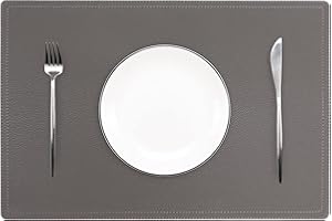 JOVONO Set of 4 Faux Leather Placemats, PU Table Mats, Waterproof, Stain Resistant, Heat Resistant, Non-Slip Easy to Clean for Kitchen Dining Table,Conference Table