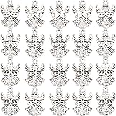SUNNYCLUE 1 Box 50Pcs Guardian Angel Charms Tibetan Style Antique Silver Christmas Angel Wing Charm Party Favor Alloy Fairy for Jewelry Making DIY Bracelets Earrings Supplies
