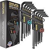 LEXIVON Allen Wrenches Sets, 26-Piece Premium Metric & SAE Hex Keys, L-Shaped Long Arm Ball End Design, Industrial-Grade S2 A