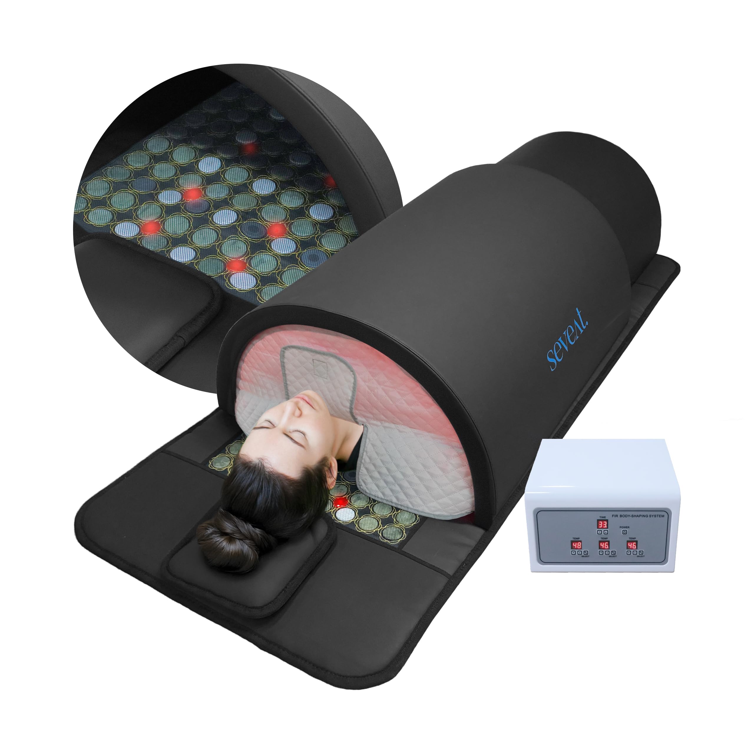 Photo 1 of **MAJOR DAMAGE**
Seveat Portable Infrared Sauna Dome – 1300W, Near Zero EMF Function, Full-Body Dry Sauna with Therapeutic Jade Stones for Home Use (Black)