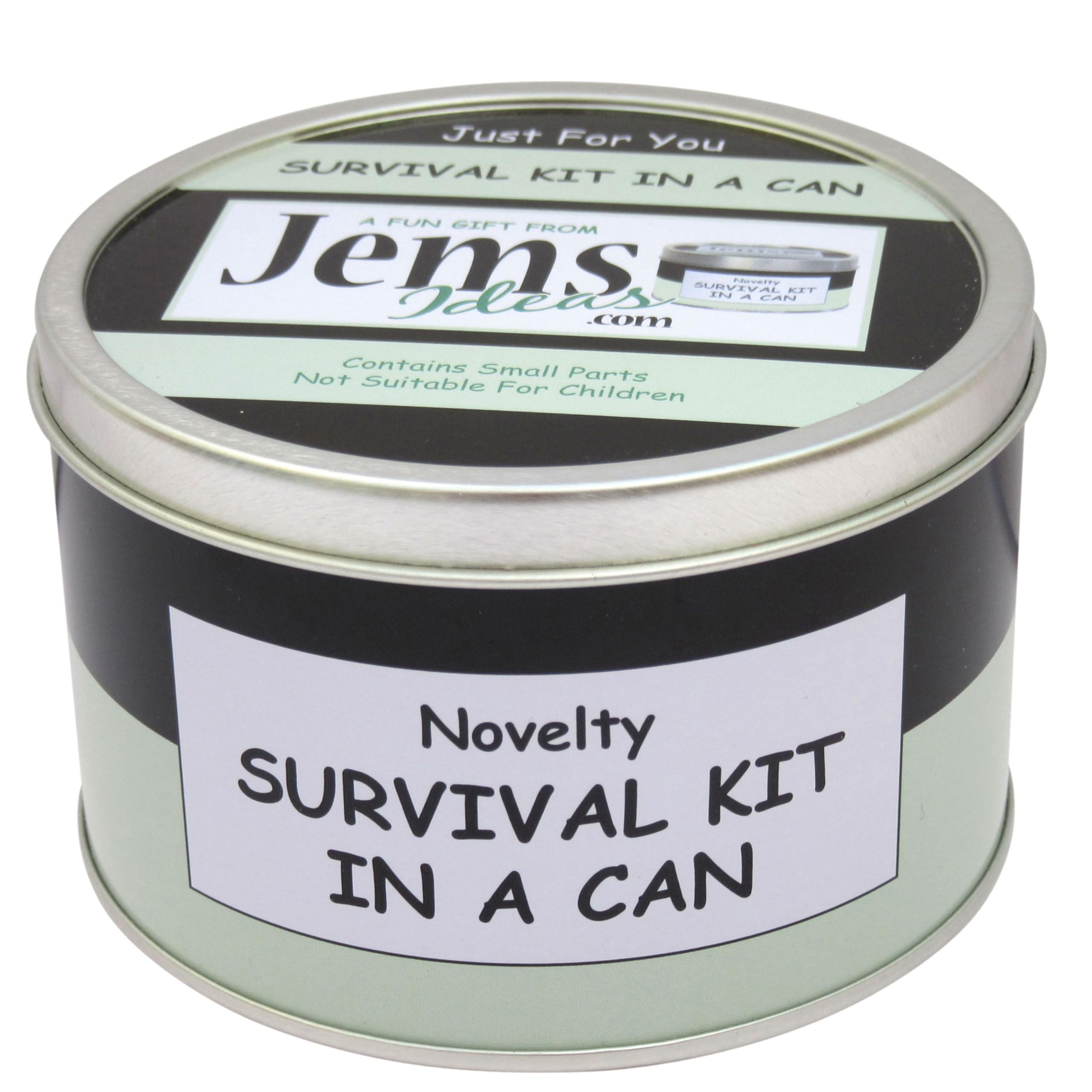 Survival Kit In A Can Retirement Gift - Novelty Fun Happy Retirement gifts for Male & Female. Humorous Leaving Present For Men or Women. Friend Work Colleague Boss. Gift Set & Card. (Black/Mint)