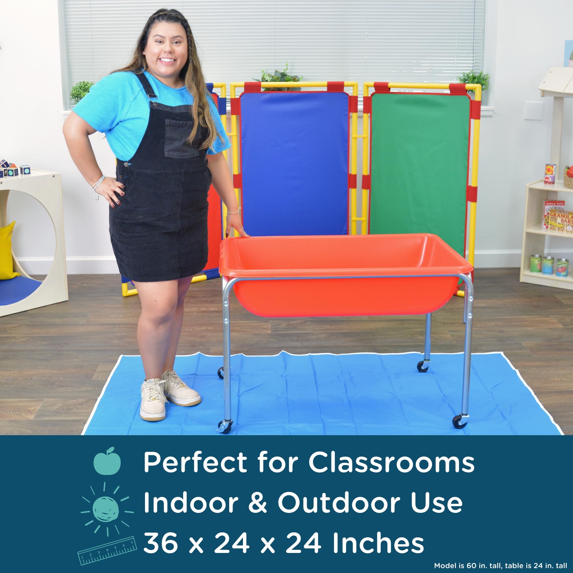 Children's Factory Medium Sensory Table – 24″ Height, Sandbox, Water Table for Kids, Red