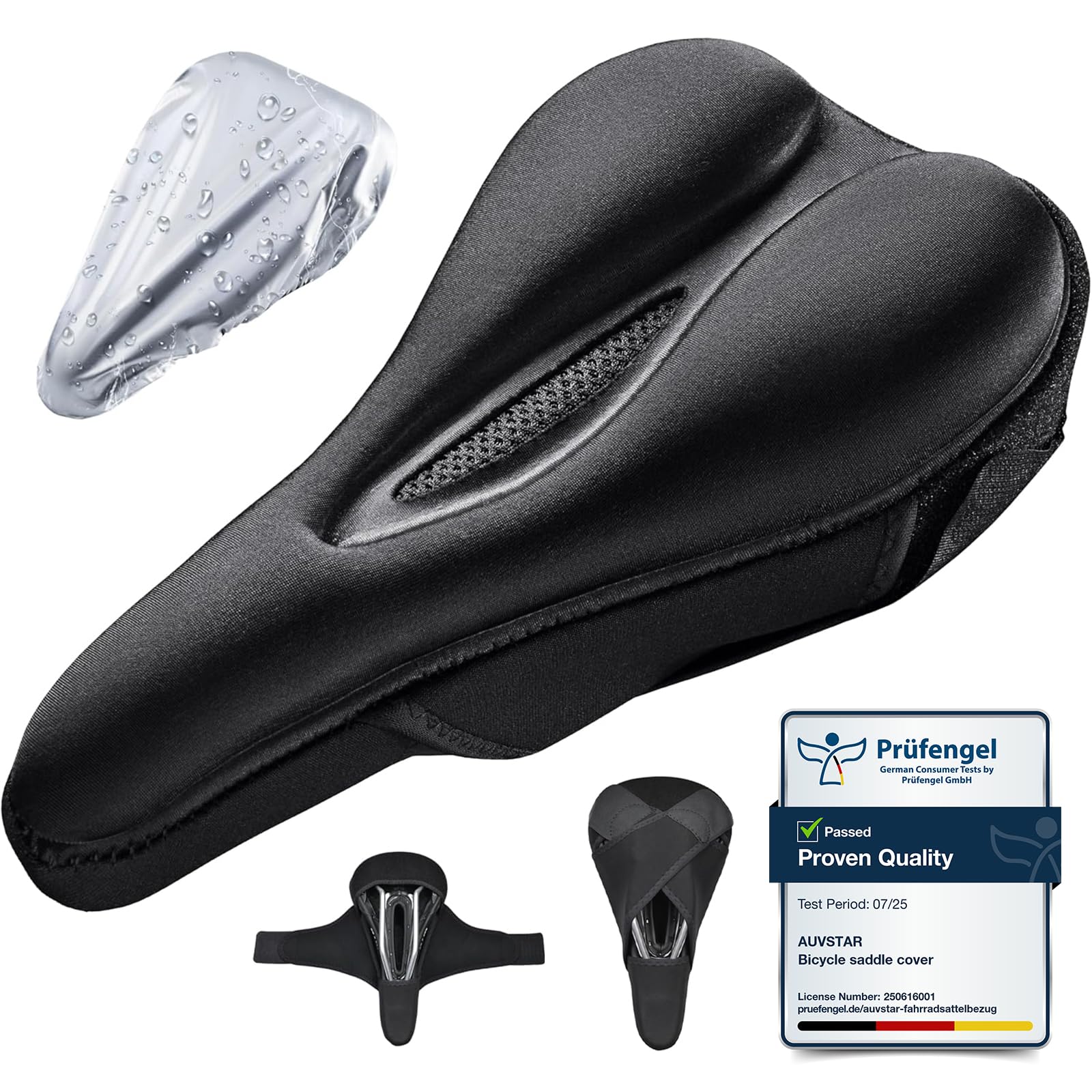 auvstar Upgrade New Gel Bike Seat Cover,Hollow and Breathable,Premium Bicycle Saddle Cushion,Suitable for Mountain Bike Seat,Thicken Bike Saddle,Padded Bike Cushion Saddle Cover for Men Women (Large)