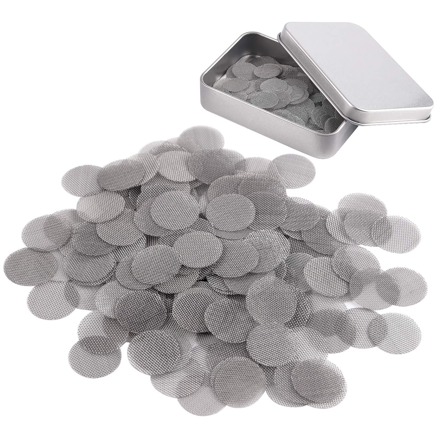 TUPARKA 200 Pcs 15 mm Stainless Steel Pipe Screen Filters Screens Pipe Screens with Storage Box