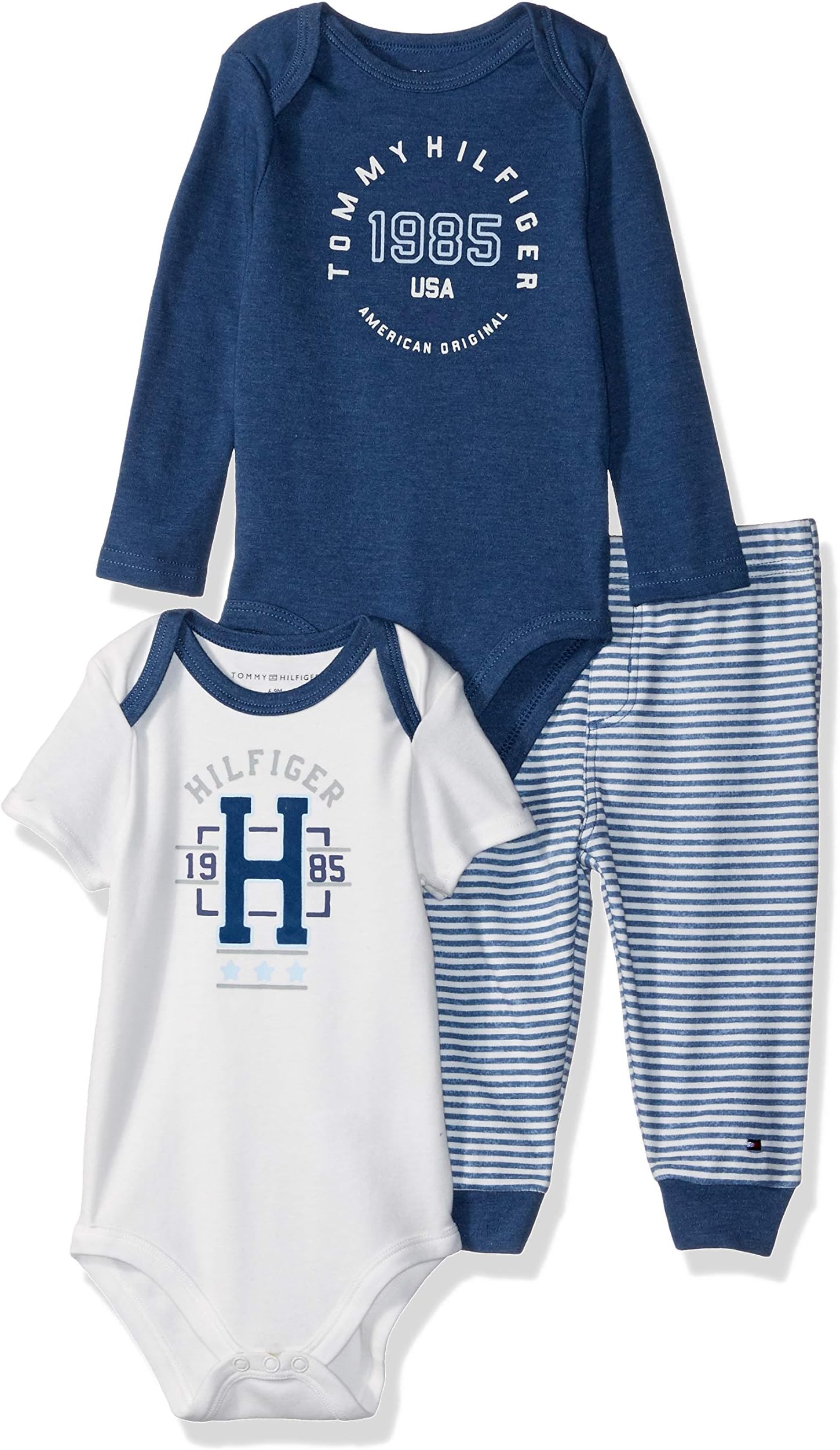 Tommy Hilfiger Baby Boys 3 Pieces Bodysuit Pant Set