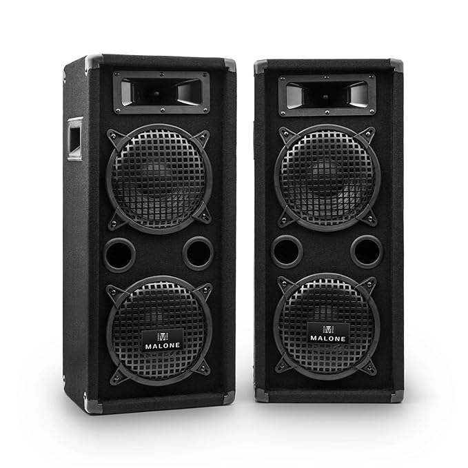 Auna PW-08X22W Paar PA-Lautsprecher 2 x 20 cm, 1600W PA-Box 2 Etagen