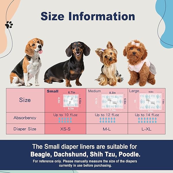 OOMICAT DOG DIAPERS LINERS, 150 CT, SUPER ABSORBENT BOOSTER PADS FOR MALE DOG WRAPS AND FEMALE DOG DIAPERS, LNNOVATIVE HOOK-AND-LOOP TAPE DESIGN, SUPER-FIT & NO SHIFTING, SMALL DOG DIAPER PADS