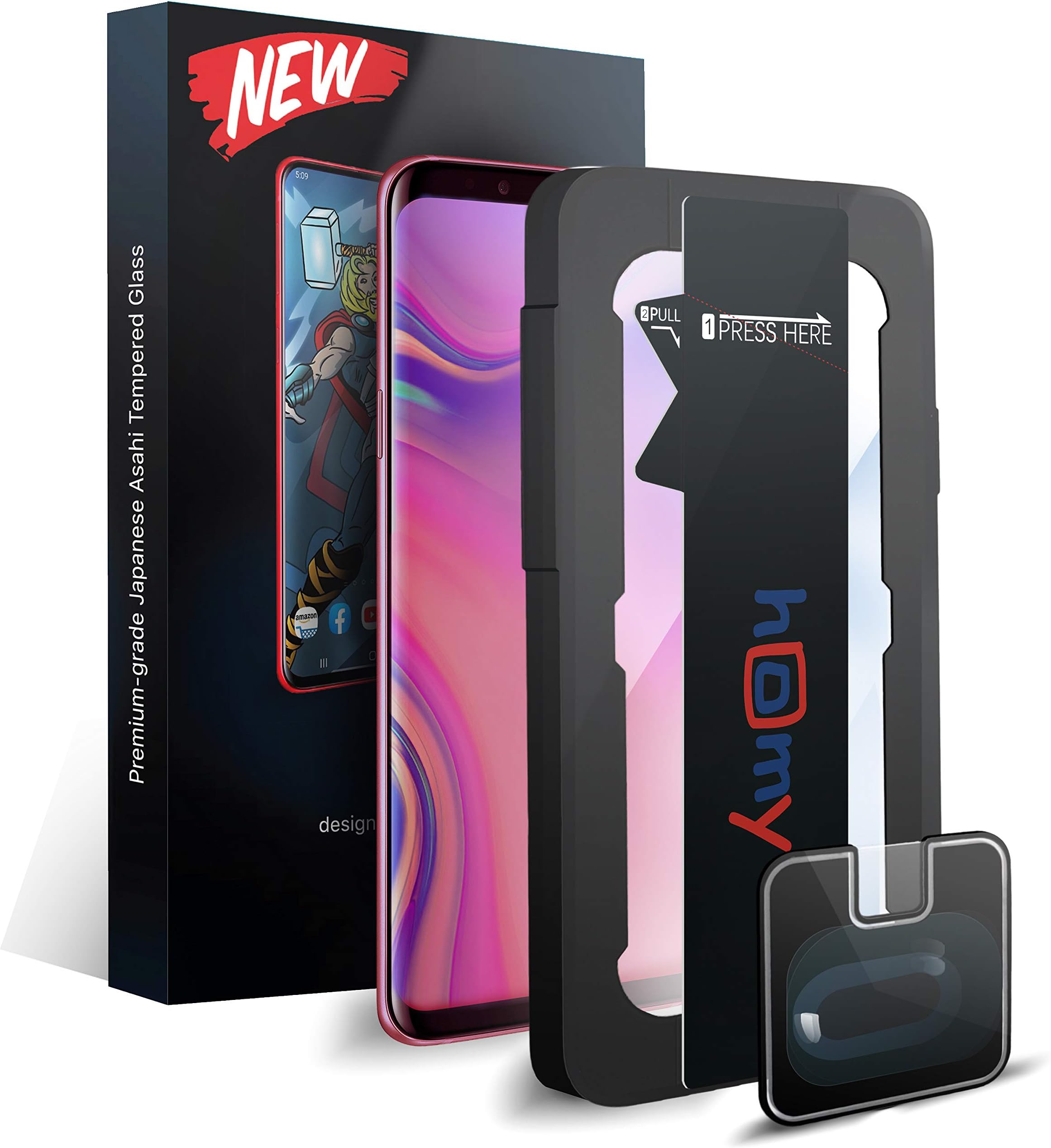 HOMY PREMIUM for Samsung Galaxy Note 9 UHD Clear Tempered Glass Screen Protector with ONE-Touch Applicator and Camera Lens Protector