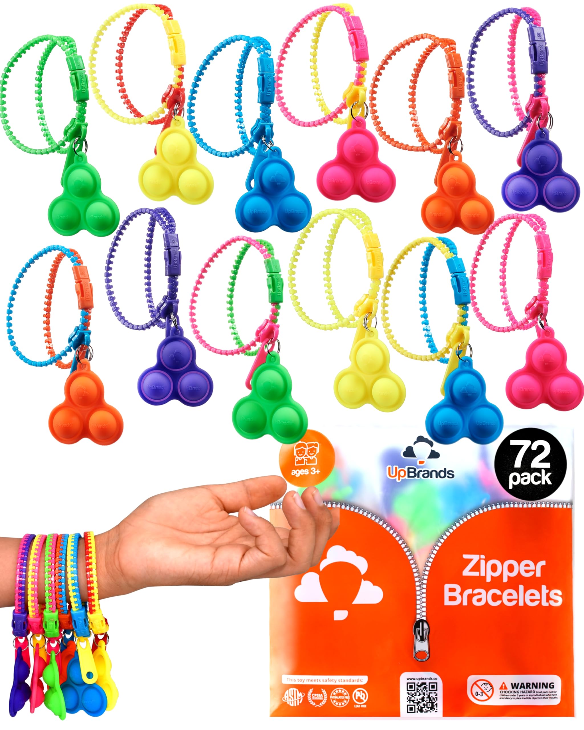 Photo 1 of UpBrands 72 Fidget Party Favors for Kids Upgraded Zipper Pop-it Bracelets, ADHD Fidget Toys Poppers, Gifts for Kids Bulk Kit for Birthday Party, Easter Egg & Pinata Fillers