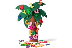 OSNIE 18 Inch Reading Week Felt Tree Toy, X Large Letter Props Freestanding Coconut Tree, 34Pcs Alphabet Game Interest Learning -On Skills Game Teaching Toy Gifts for Toddlers Early Education