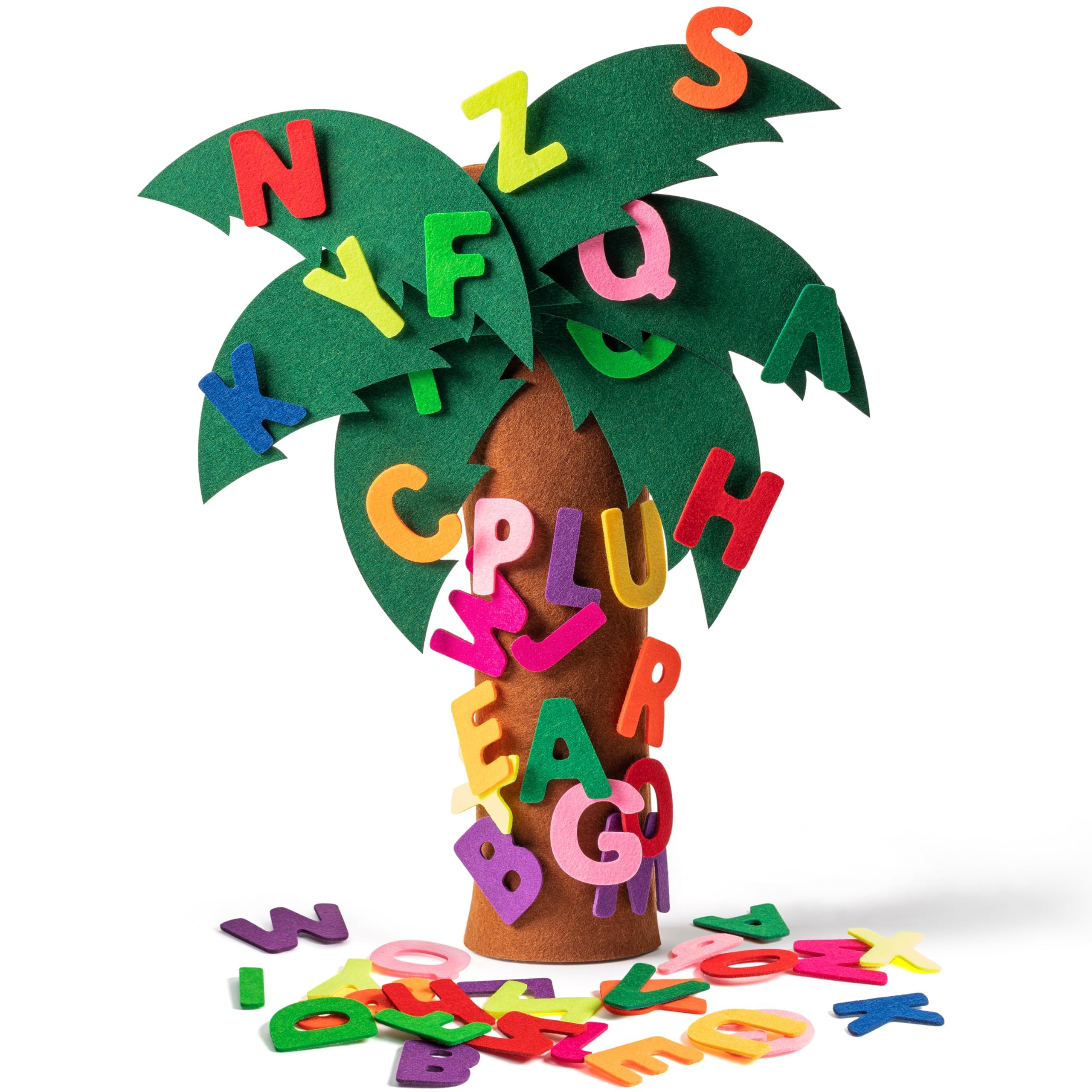 Photo 1 of OSNIE 18 Inch Reading Week Felt Tree Toy for Kids, X Large Letter Props Freestanding Coconut Tree, 34Pcs Alphabet Game Interest Learning -On Skills Game Teaching Toy Gifts for Toddlers Early Education