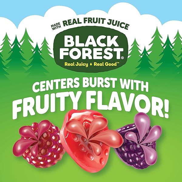 BLACK FOREST JUICY BURST FRUIT SNACKS, BERRY MEDLEY, 0.8 OUNCE POUCHES (40 COUNT)