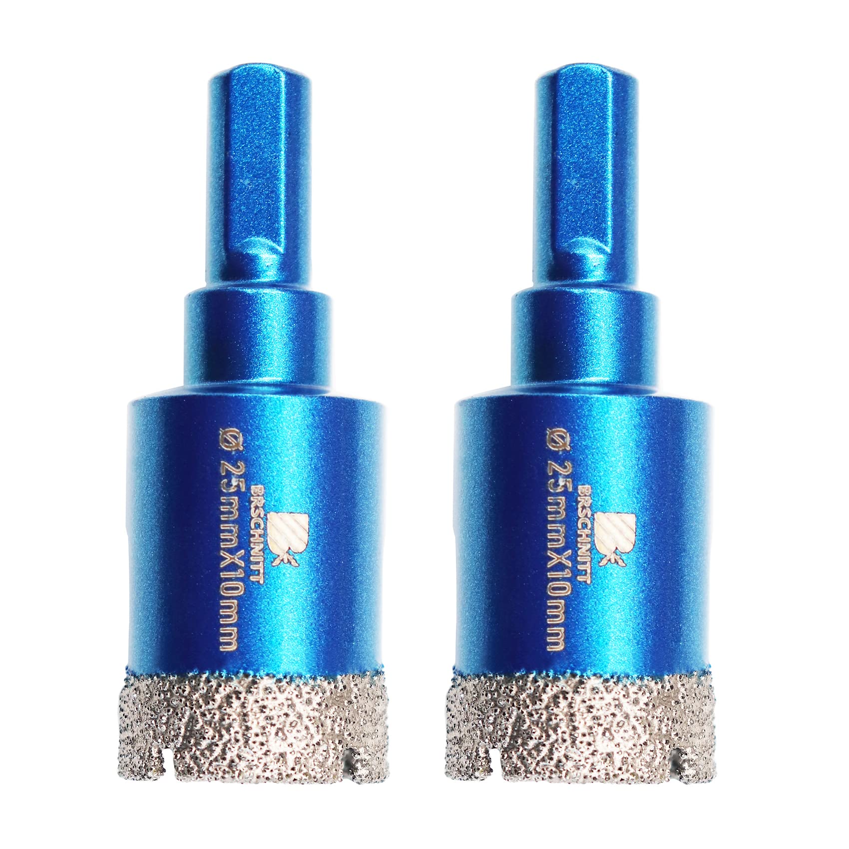 Photo 1 of Dry Diamond Core Drill Bit Set,BRSCHNITT 2pcs 1 Inch (25 mm) Diamond Hole Saw Core Drill Bit with Triangle Shank for Porcelain Tile Ceramic Stone Granite Marble?1 pack/2pcs?