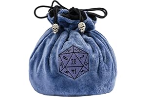 KSNDie DND Dice Bags Large with Pockets Blue Storage Bag with D20 Logo for Dungeon and Dragons RPG MTG Game Dices - Capacity 200+ Dice