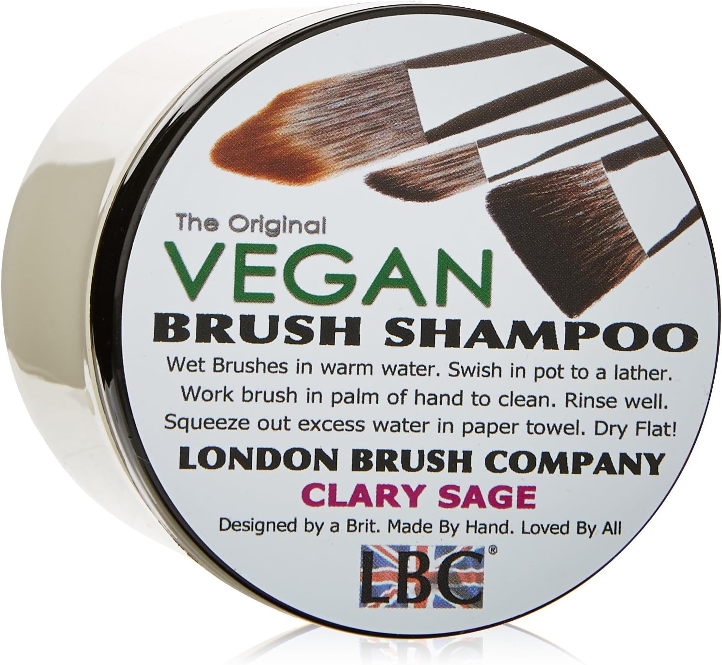 London Brush Company Vegan Solid Shampoo, Clary Sage, 6 oz