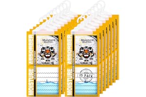 ZSZMFH 15 Pack Moisture Absorber & Max Odor Eliminator Hanging Bag, Charcoal Smell Remove Damp Musty Smell,Hanging Closet Dehumidifier Bags with 25g of Activated Charcoal (220g/pack) Yellow